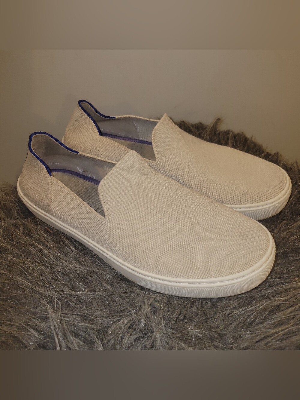 Rothys The Sneaker Slip On Shoes Womens Size 8 Flat Beige Cream Comfort